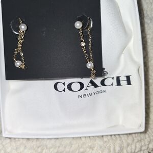 Coach Gold Chain Earrings with Pearls